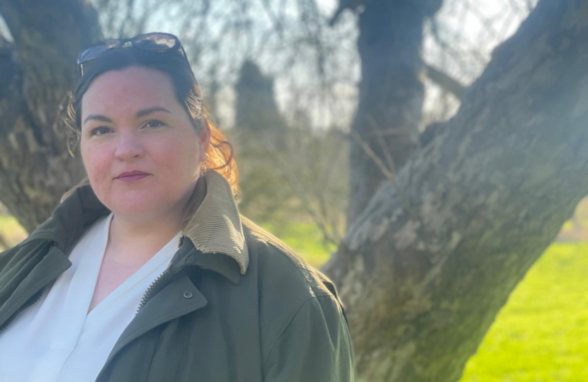 Cllr Heather Williams at Coton Orchard